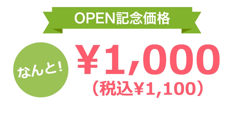 OPEN記念価格なんと！¥1,000（税込¥1,100）